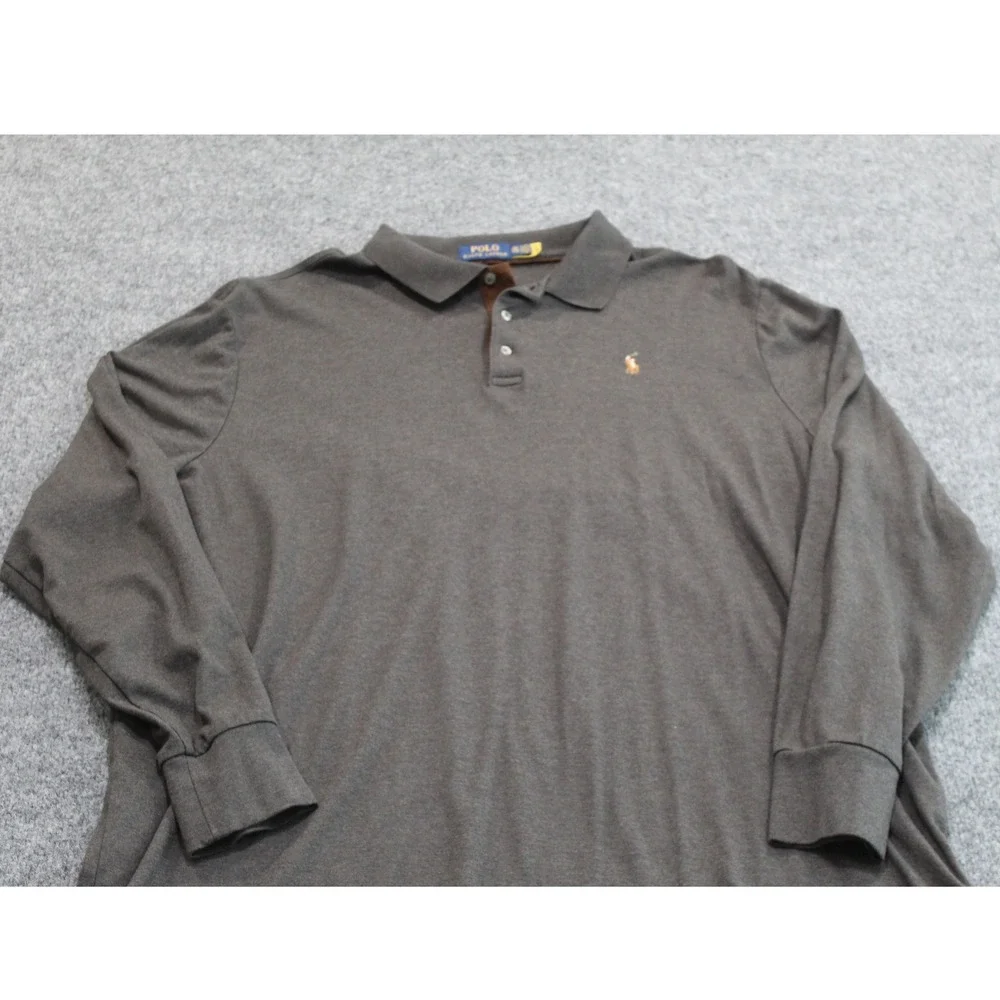 Polo Ralph Lauren Mens XXL Classic Fit‎ Long Sleeve Polo Shirt Dark Gray